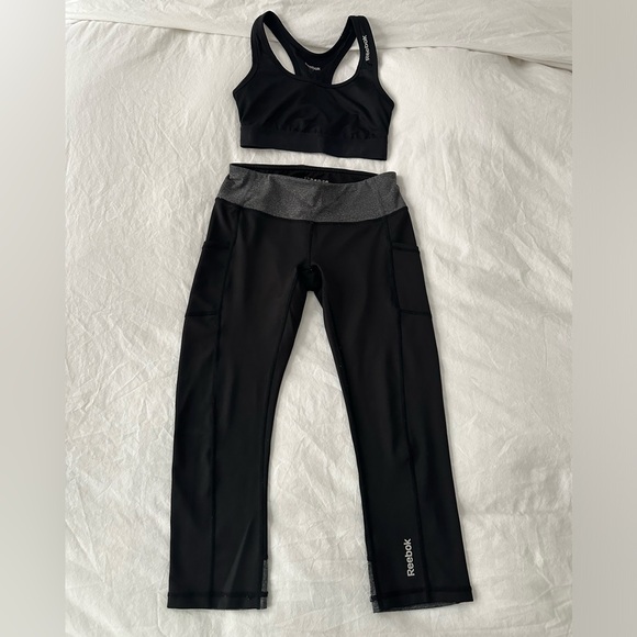 Reebok fitness set size XS color black and gray (bra and leggings) - Picture 1 of 2
